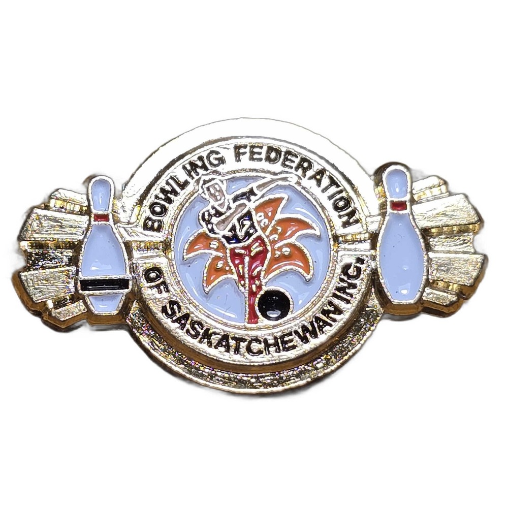Bowling Federation of Saskatchewan Enamel Sport Lapel Vest Hat Pin D13